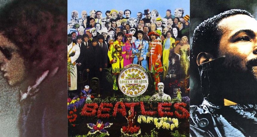 Od lewej: Blood On The Tracks, What's Going On i Sgt Pepper's Lonely Hearts Club Band
