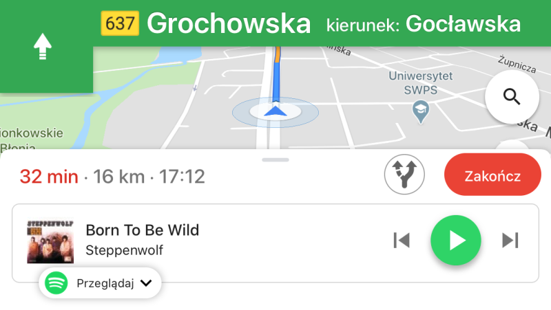 Mapy Google Spotify