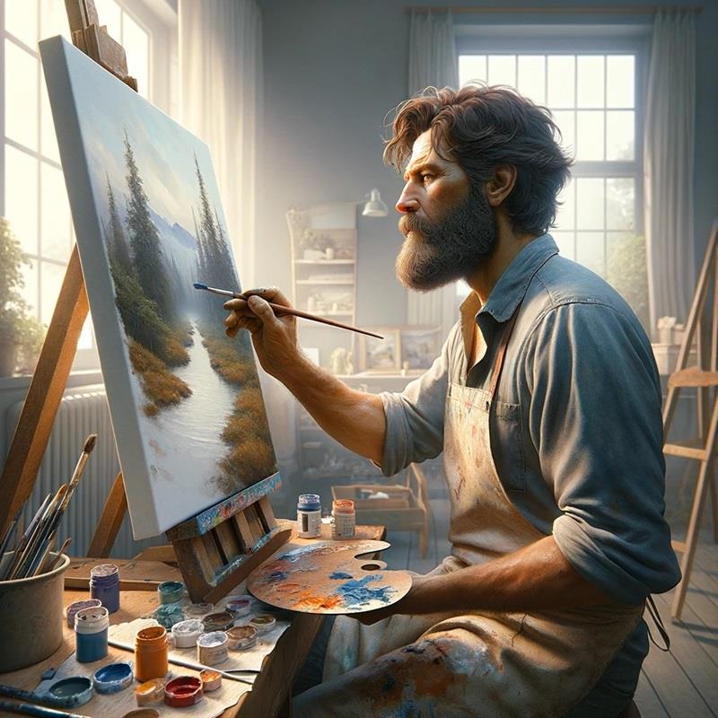 mężczyzna maluje