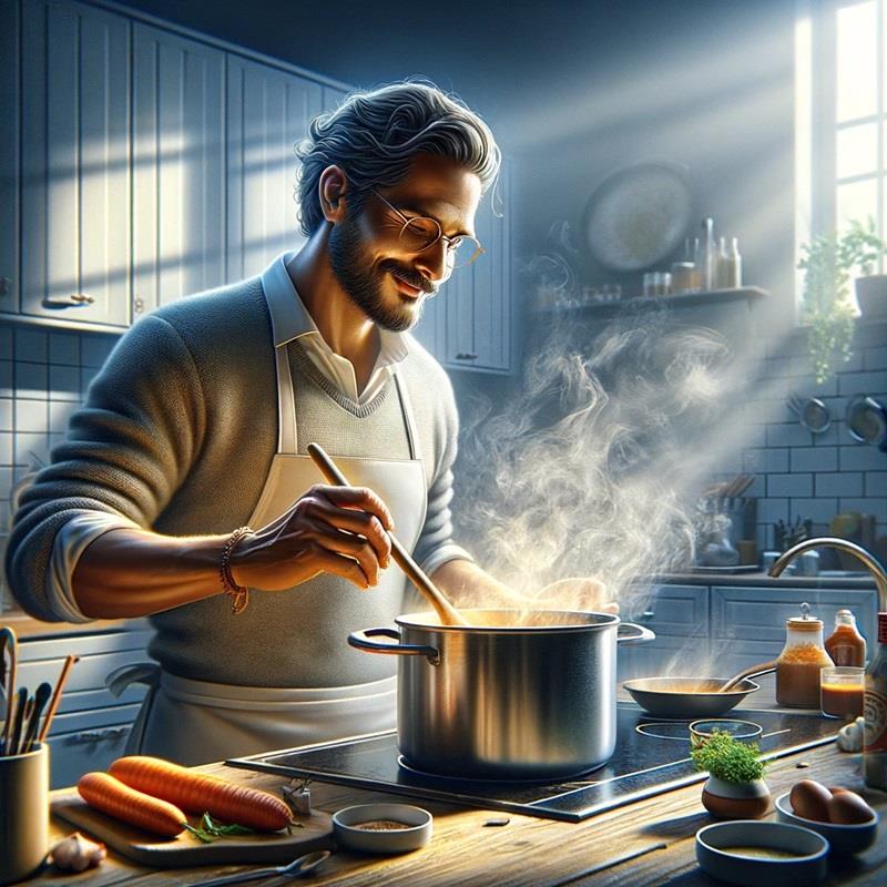 mężczyzna gotuje