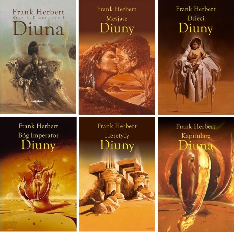 Kroniki Diuny (Diuna, Mesjasz Diuny, Dzieci Diuny, Bóg Imperator Diuny, Heretycy Diuny, Kapitularz Diuną), Frank Herbert 