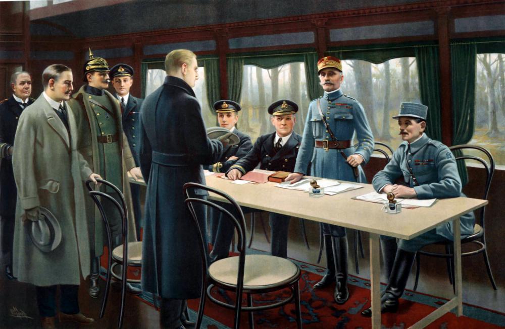 Marszałek Foch przyjmuje niemiecką delegację w Compiegne